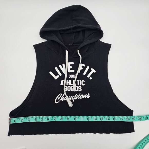 Live Fit LVFT Women's Black Sleeveless Hooded Crop Top, Size Small - Picture 8 of 12